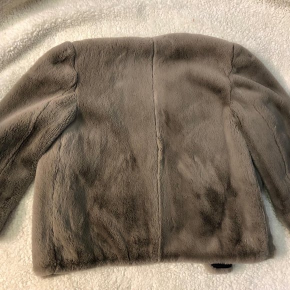 ZARA Women Jacket Women Size S Gray Tau[e Faux Fur Long Sleeve Open Front - Picture 3 of 6